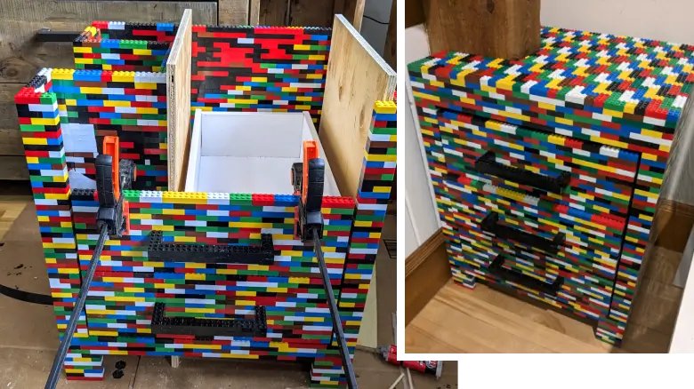 Table de chevet en Lego - étapes 10 & 11